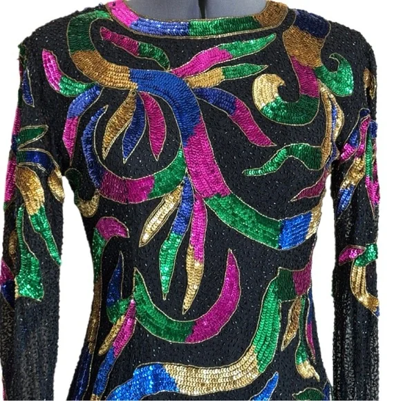 Vintage Colorful Sequin Dress - Picture 4 of 10